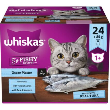 Whiskas Adult So Fishy 1 Plus Year Ocean Platter In Jelly Pouches Wet Cat Food
