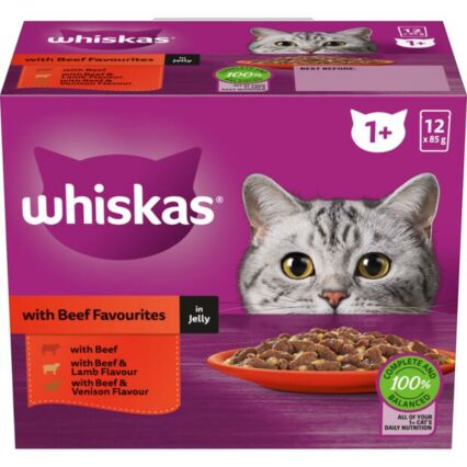 Whiskas Wet Cat Food Adult Beef Jelly