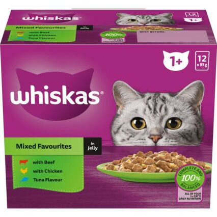 Whiskas Wet Cat Food Adult Mixed Favourites Jelly