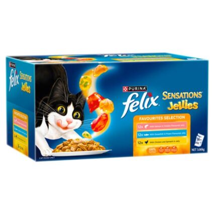 Felix Wet Cat Food Adult Sensations Jellies Favourites Selection Pouches