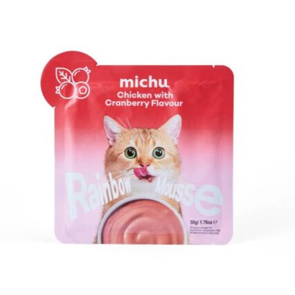 Michu Rainbow Mousse Chicken With Cranberry Wet Cat Food Pouch