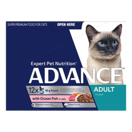 Advance Adult Ocean Fish In Jelly Wet Cat Food 85gm 12 Pack