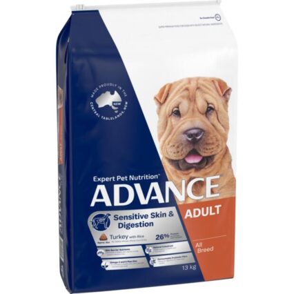 Advance Sensitive Skin And Digestion Adult Dry Dog Food Turkey With Rice