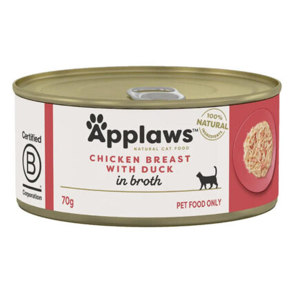 Applaws Natural Chicken Breast With Duck In Broth Wet Cat Food 70gm 24 Cans