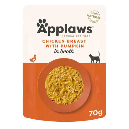 Applaws Natural Chicken Breast With Pumpkin In Broth Wet Cat Food 70gm 16 Pouches