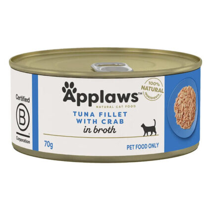 Applaws Natural Tuna Fillet With Crab In Broth Wet Cat Food 70gm 24 Cans