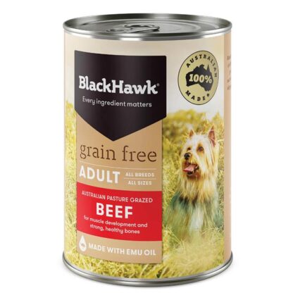 Black Hawk Grain Free Adult Beef Wet Dog Food 400gm 12 Cans