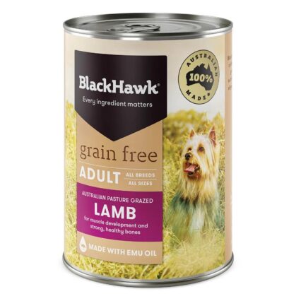 Black Hawk Grain Free Adult Lamb Wet Dog Food 400gm 12 Cans