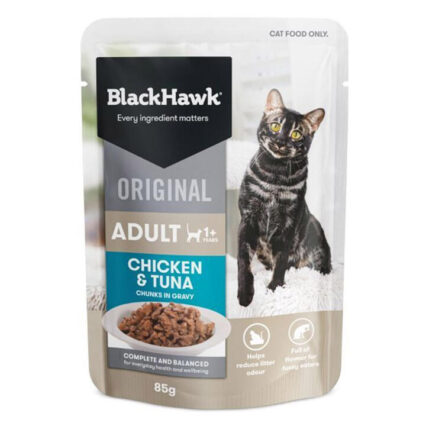 Black Hawk Original Adult 1+ Chicken & Tuna Chunks In Gravy Wet Cat Food 85 Gms 12 Pack