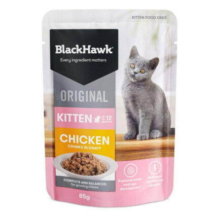 Black Hawk Original Kitten Chicken Chunks In Gravy Dry Cat Food 85 Gms 12 Pack