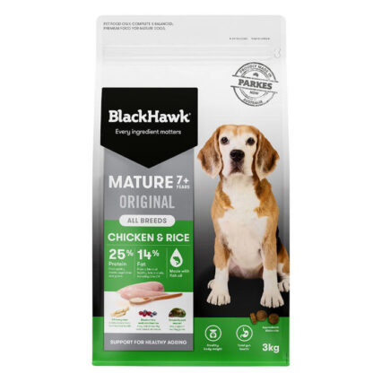 Black Hawk Original Mature 7+ Chicken & Rice Dry Dog Food 3 Kg