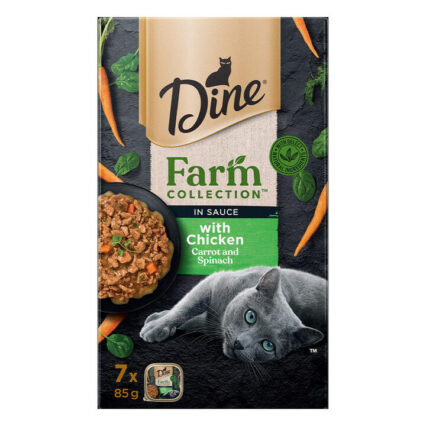 Dine Farm Collection In Sauce With Chicken Carrot And Spinach Wet Cat Food 85gm 7 Pack