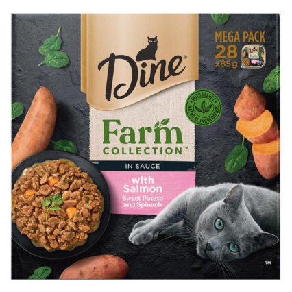 Dine Farm Collection In Sauce With Salmon Sweet Potato And Spinach Wet Cat Food 85gm 28 Pack