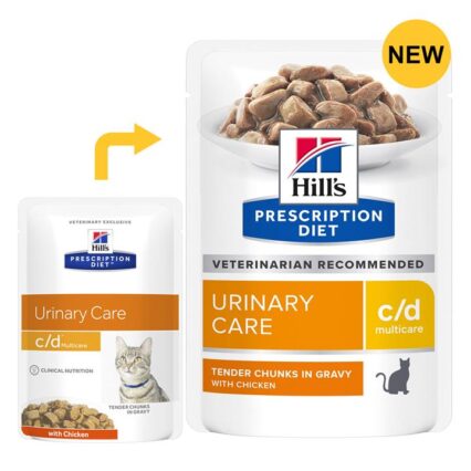 Hill's Prescription Diet C/D Multicare Urinary Care Tender Chunks In Gravy With Chicken Wet Cat Food 85gm 12 Pouches