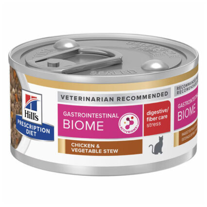 Hill's Prescription Diet Gastrointestinal Biome Digestive/Fiber Care Stress Chicken & Vegetable Stew Wet Cat Food 82gm 24 Cans