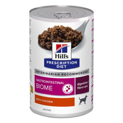 Hill's Prescription Diet Gastrointestinal Biome Digestive/Fibre Care With Chicken Wet Dog Food 370gm 12 Cans