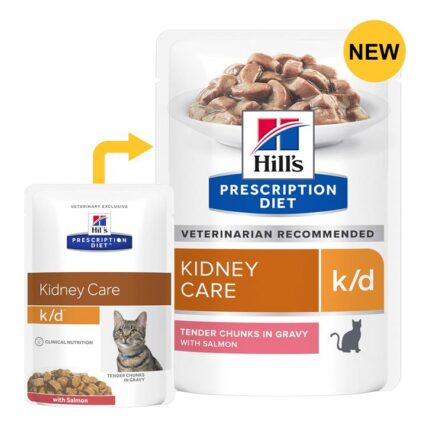 Hill's Prescription Diet K/D Kidney Care Tender Chunks In Gravy With Salmon Wet Cat Food 85gm 12 Pouches