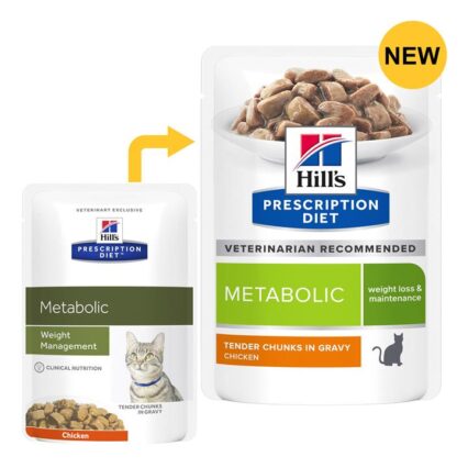 Hill's Prescription Diet Metabolic Tender Chunks In Gravy Chicken Wet Cat Food 85gm 12 Pouches