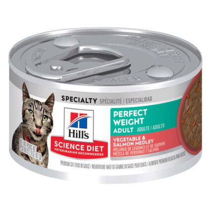 Hill's Science Diet Perfect Weight Adult Vegetable & Salmon Medley Wet Cat Food 82gm 24 Cans