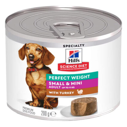 Hill's Science Diet Perfect Weight Small & Mini Adult Mousse With Turkey Wet Dog Food 200gm 12 Cans