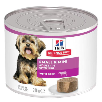 Hill's Science Diet Small & Mini Adult 1-6 Mousse With Beef Wet Dog Food 200gm 12 Cans