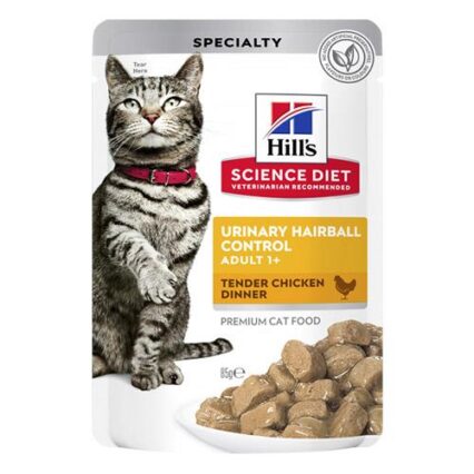 Hill's Science Diet Urinary Hairball Control Adult 1+ Tender Chicken Dinner Recipe Wet Cat Food 85gm 12 Pouches