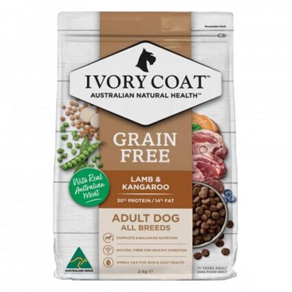 Ivory Coat Grain Free Adult All Breed Lamb & Kangaroo Dry Dog Food 2 Kg
