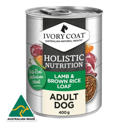 Ivory Coat Holistic Nutrition Adult All Breeds Lamb & Brown Rice Loaf Wet Dog Food 400gm 12 Pouches