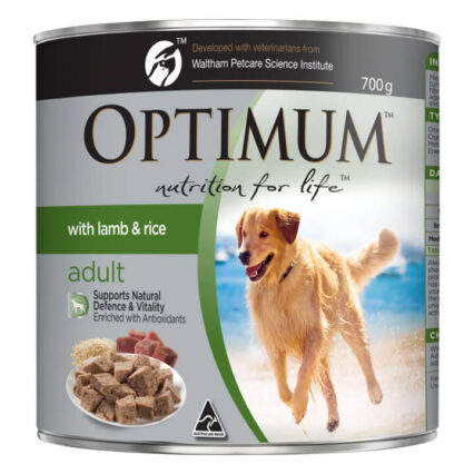 Optimum Adult With Lamb & Rice Wet Dog Food 700gm 12 Pack