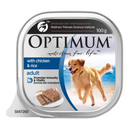 Optimum With Chicken & Rice Adult Wet Dog Food 100gm 12 Pack