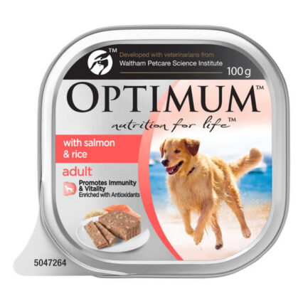 Optimum With Salmon & Rice Adult Wet Dog Food 100gm 12 Pack