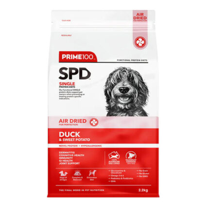 Prime100 Spd Single Protein Diets Air Dried Duck & Sweet Potato All Life Stages Dry Dog Food 2.2 Kg