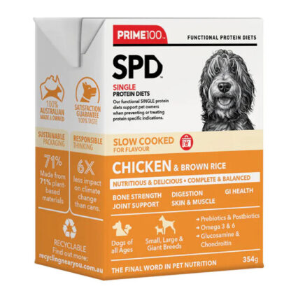 Prime100 Spd Single Protein Diets Slow Cooked Chicken & Brown Rice Wet Dog Food 354 Gm 1 Pack