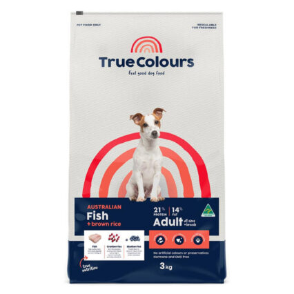 True Colours Fish And Brown Rice Adult Dry Dog Food 3 Kg