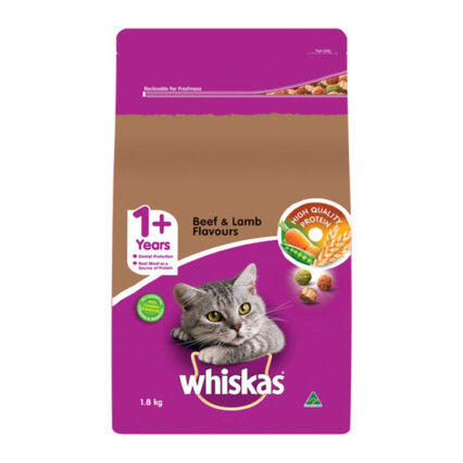 Whiskas Adult 1+ Years Beef & Lamb Flavours Dry Cat Food 1.8 Kg