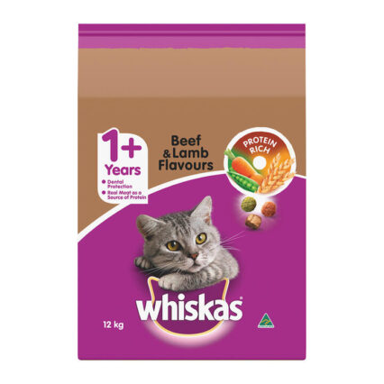 Whiskas Adult 1+ Years Beef & Lamb Flavours Dry Cat Food 12 Kg