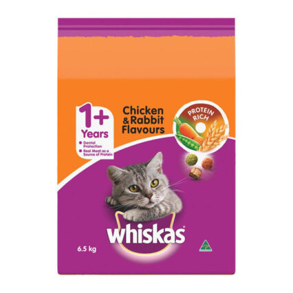 Whiskas Adult 1+ Years Chicken & Rabbit Flavours Dry Cat Food 6.5 Kg
