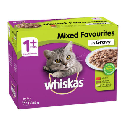 Whiskas Adult 1+ Years Mixed Favourites In Gravy Wet Cat Food 85gm 12 Pack