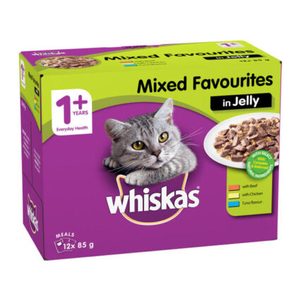 Whiskas Adult 1+ Years Mixed Favourites In Jelly Wet Cat Food 85gm 12 Pack