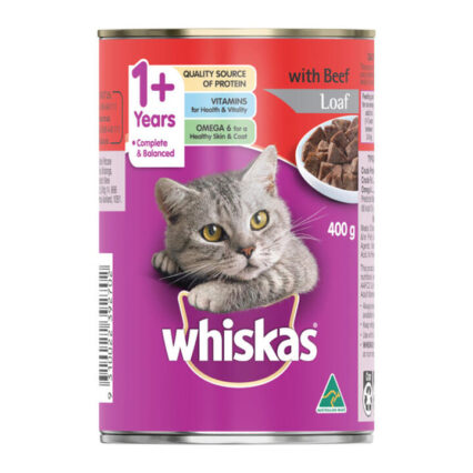 Whiskas Adult 1+ Years With Beef Loaf Wet Cat Food 400gm 24 Cans