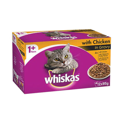 Whiskas Adult 1+ Years With Chicken Favourites In Gravy Wet Cat Food 85gm 12 Pack