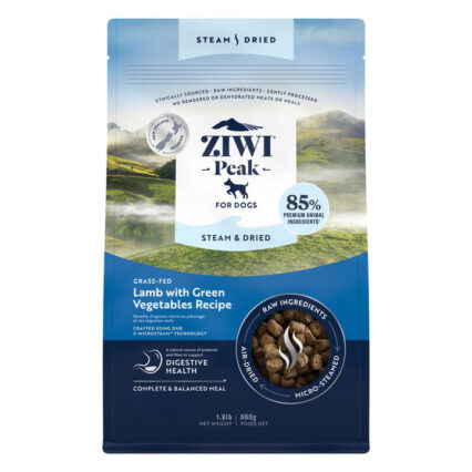 Ziwi Peak Steam And Dried Dog Food Grass-Fed Lamb With Green Vegetables 800 Gm