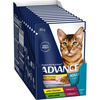 Advance Chicken And Lamb Chunks In Gravy Adult Wet Cat Food Pouch