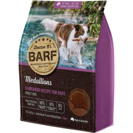 Doctor Bs Barf Medallions Kangaroo Recipe Frozen Dog Food