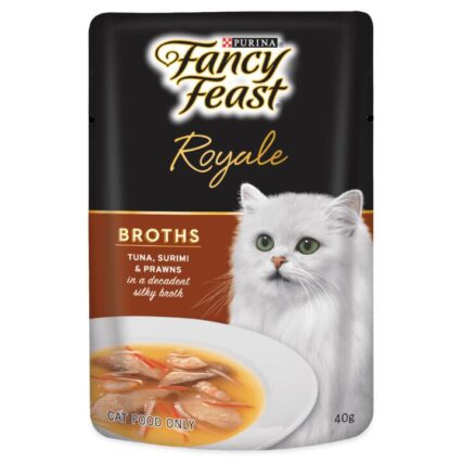 Fancy Feast Royale Broths Tuna Surimi And Prawns In A Decadent Silky Broth Wet Cat Food