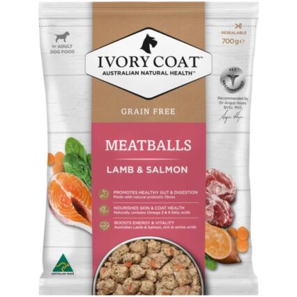 Ivory Coat Grain Free Lamb Salmon Meatballs Frozen Dog Food