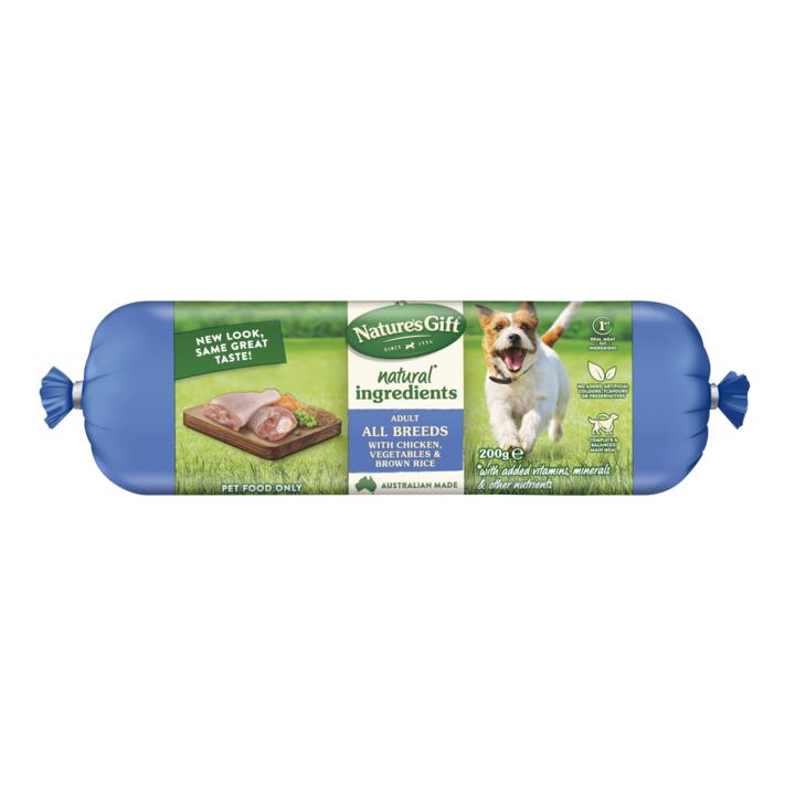 Natures Gift Chicken Vegetables Brown Rice Chilled Dog Food Roll 1 Natures Gift Chicken Vegetables Brown Rice Chilled Dog Food Roll