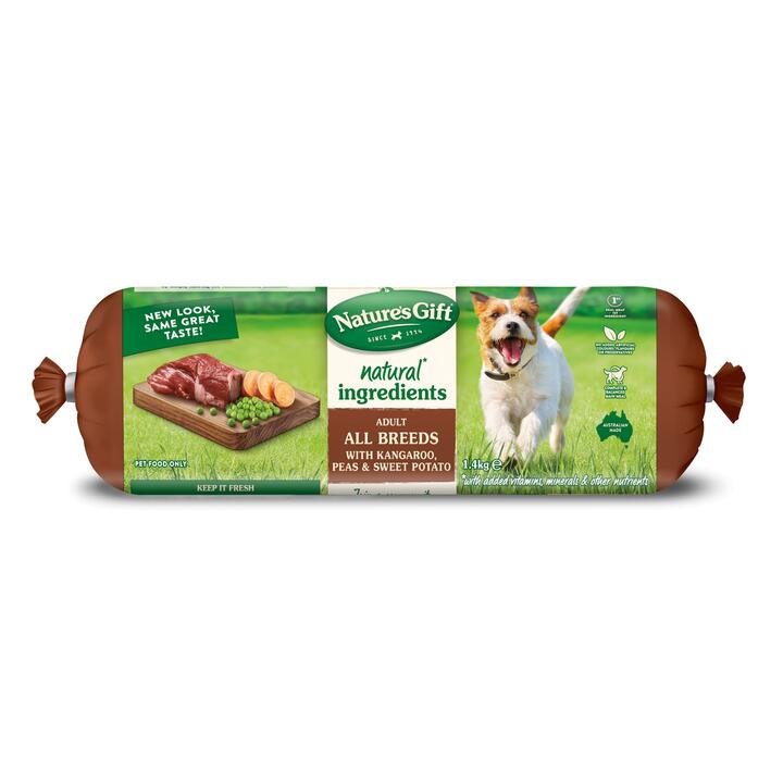 Natures Gift Kangaroo Peas Sweet Potato Chilled Dog Food Roll 1 Natures Gift Kangaroo Peas Sweet Potato Chilled Dog Food Roll