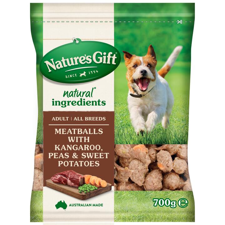 Natures Gift Kangaroo Sweet Potato Pea Meatballs Chilled Dog Food 1 Natures Gift Kangaroo Sweet Potato Pea Meatballs Chilled Dog Food
