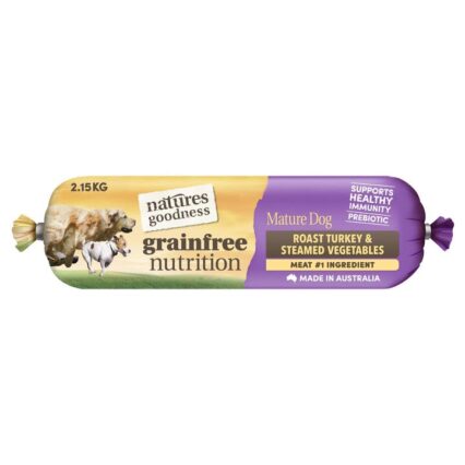 Natures Goodness Mature Grain Free Roast Turkey Steamed Vegetables Chilled Dog Food Roll